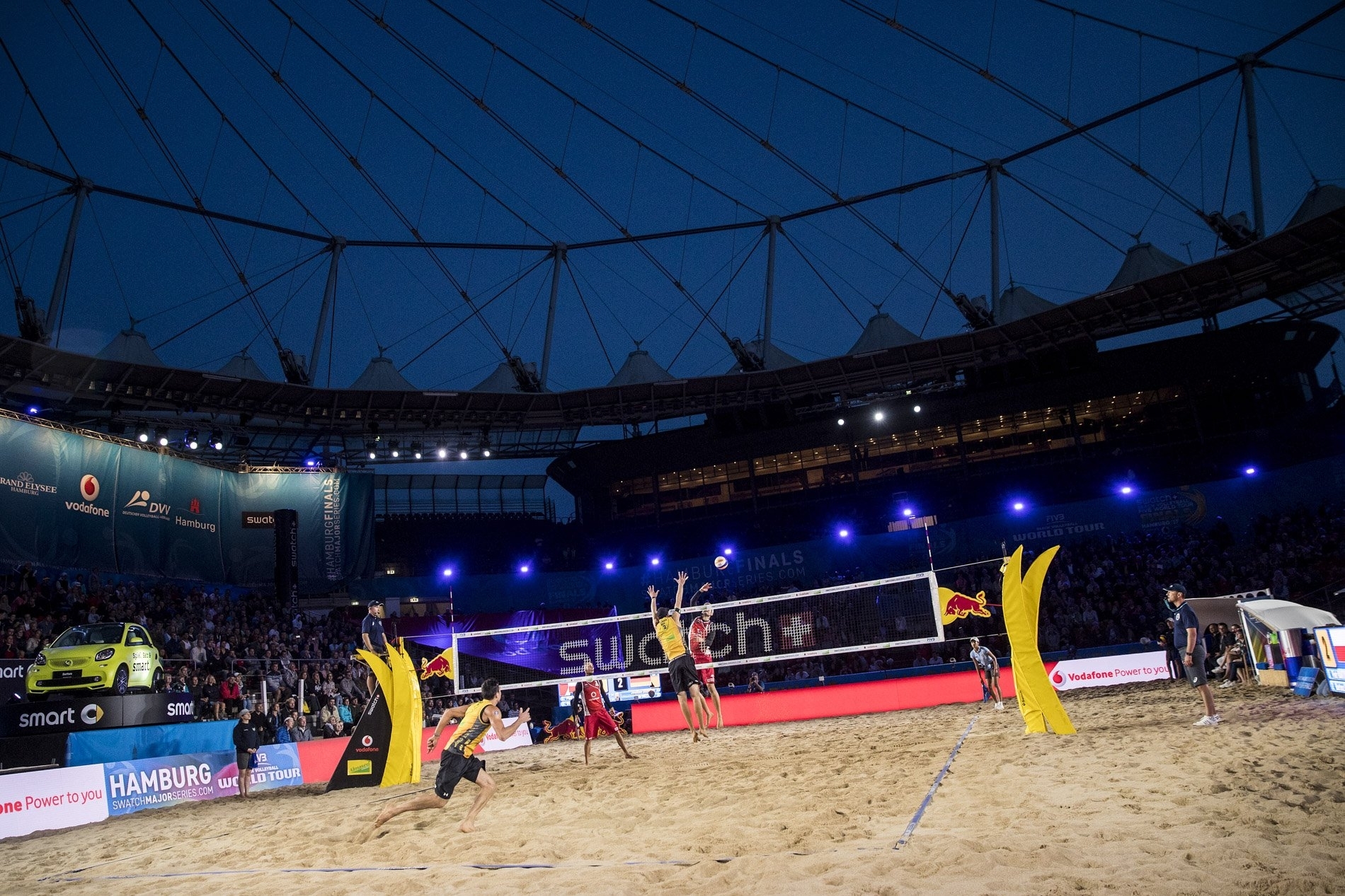 A big crowd gathered to watch the penultimate game of day two at the Red Bull Beach Arena