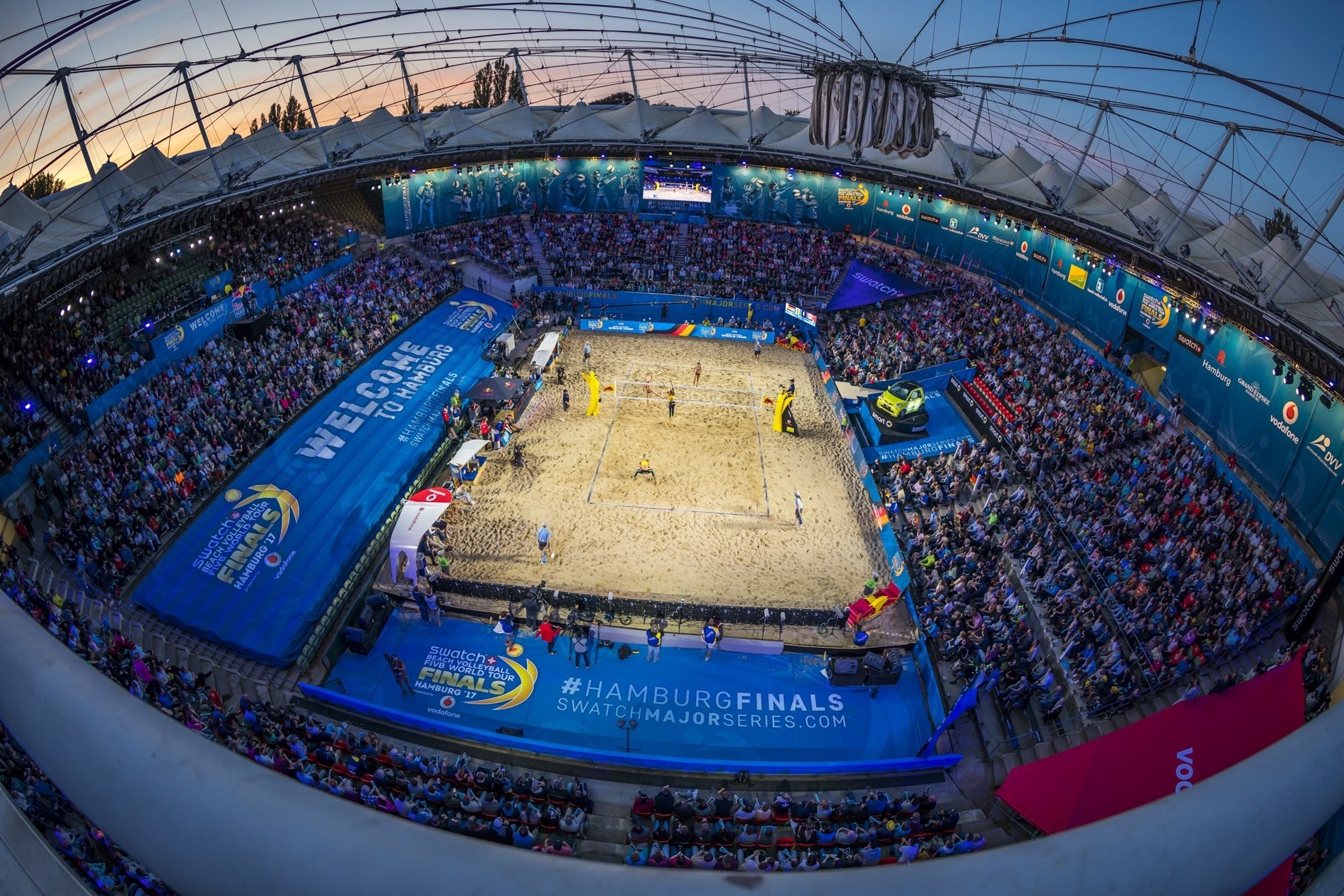 A huge crowd gathered to watch the semifinal at the Red Bull Beach Arena